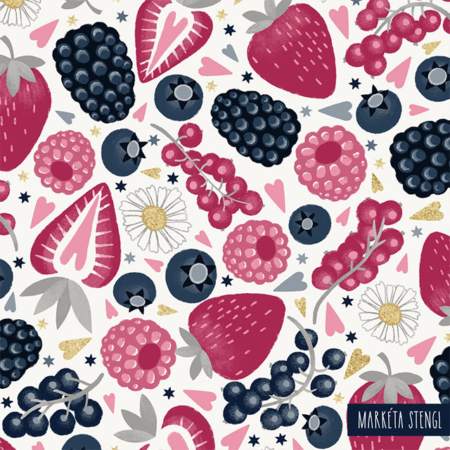 Seamless pattern with berries by Markéta Stengl