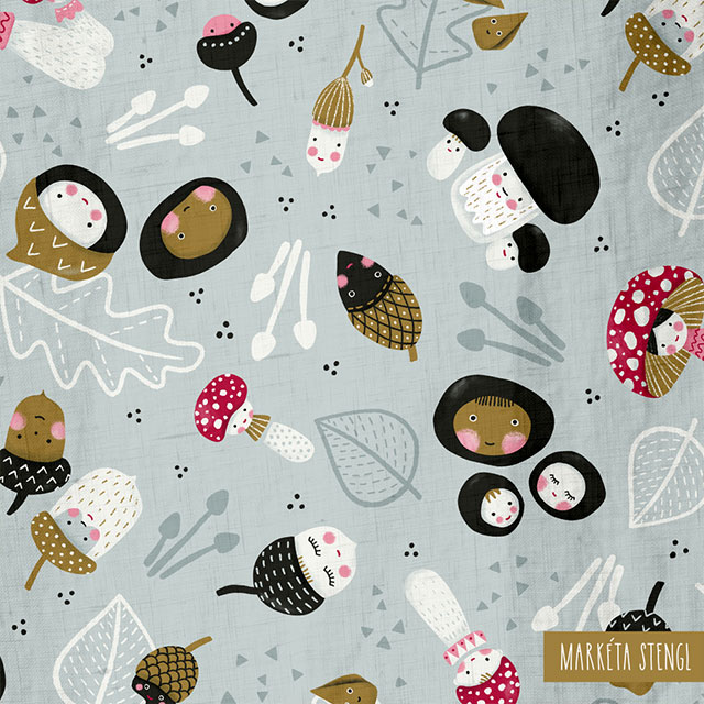 Woodland fabric print for kids