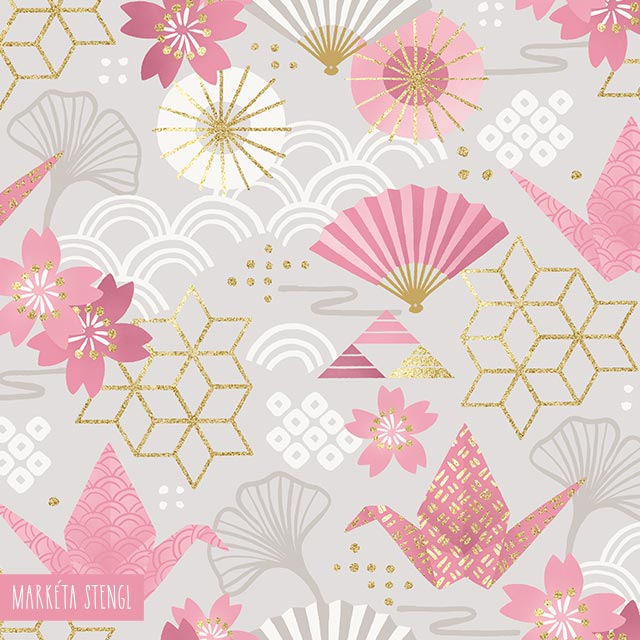 Fabric print with Japanese influence