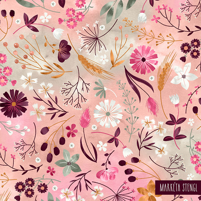 Wild meadow floral surface pattern design