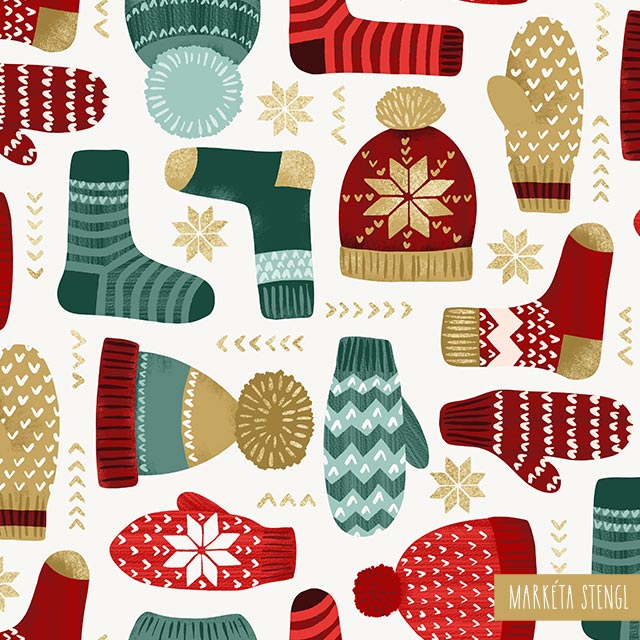 Christmas and winter design with mittens