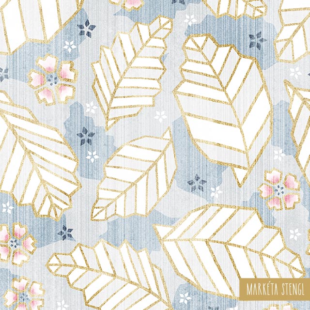 Wallpaper design featuring origami leaves