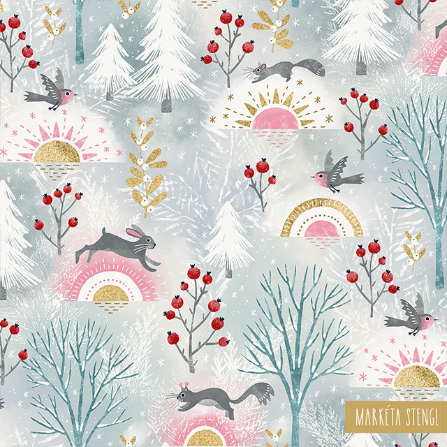 Magical winter pattern honoring winter solstice